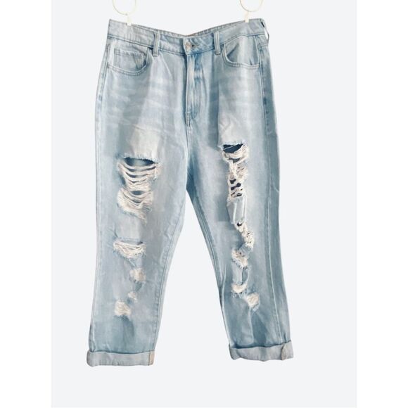 Cello Womens Light Wash Distressed Cropped Boyfriend Jeans Size 9 - Picture 1 of 5